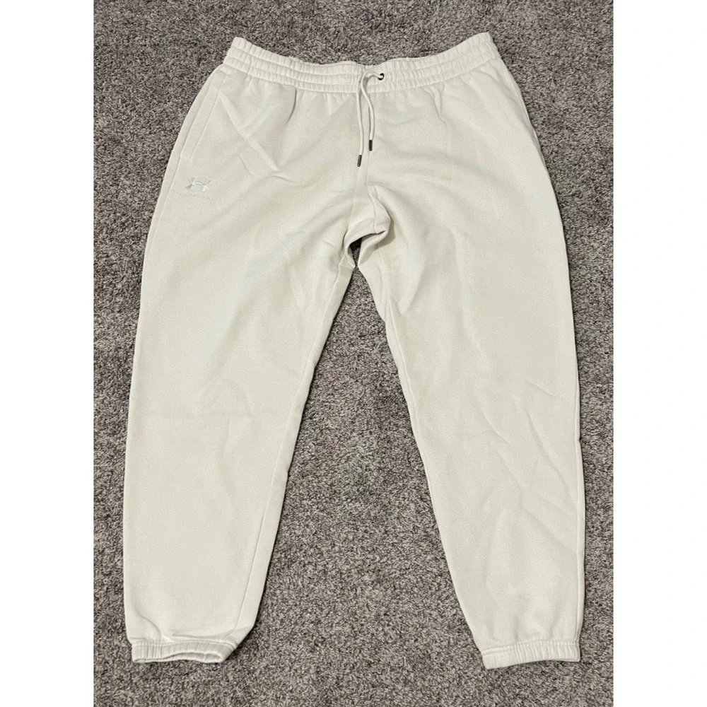 Under‎ Armou Jogger Sweatpants Mens 2XL Cream Fleece Lined Drawstring Tapered